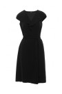 S411 Sleeveless dress with ruffled neckline - black