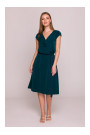 S411 Sleeveless dress with ruffled neckline - green