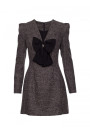 M869 Tweed V-neck dress - black