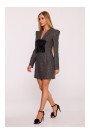 M869 Tweed V-neck dress - black