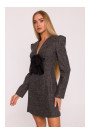 M869 Tweed V-neck dress - black