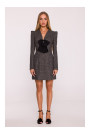 M869 Tweed V-neck dress - black