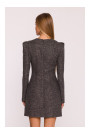 M869 Tweed V-neck dress - black