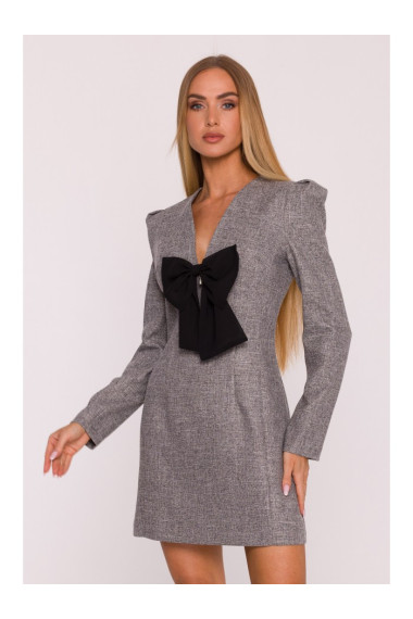 M869 Tweed V-neck dress - graphite