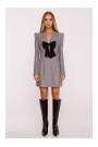 M869 Tweed V-neck dress - graphite