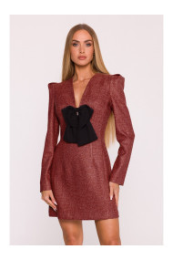 M869 Tweed V-neck dress - maroon