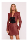 M869 Tweed V-neck dress - maroon