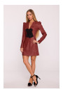 M869 Tweed V-neck dress - maroon