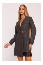 M871 Tweed wrap dress - black
