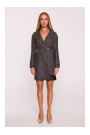 M871 Tweed wrap dress - black