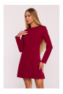 M872 Dress with inverted pleats - maroon