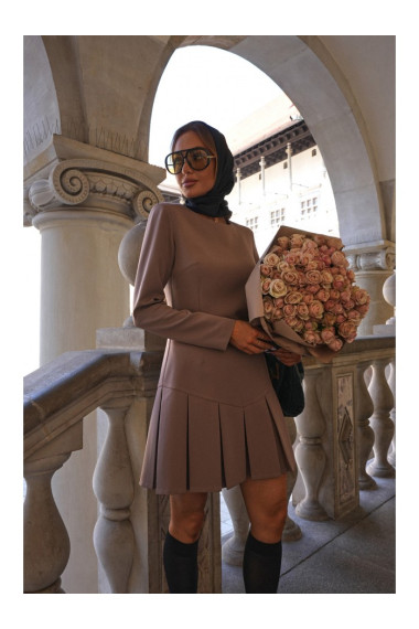 M872 Dress with inverted pleats - mocca