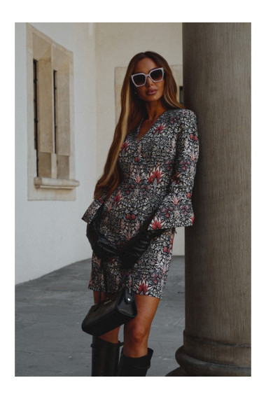 M877 Print dress with wide cuffs - model 1
