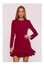 M880 Ruffled hem dress - maroon