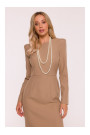 S412 Pencil dress with decorative shoulders - beige