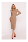S412 Pencil dress with decorative shoulders - beige