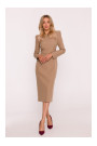S412 Pencil dress with decorative shoulders - beige