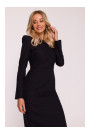 S412 Pencil dress with decorative shoulders - black