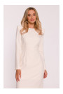 S412 Pencil dress with decorative shoulders - ivory