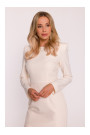 S412 Pencil dress with decorative shoulders - ivory