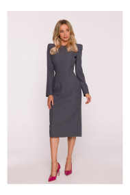 S412 Pencil dress with decorative shoulders - grey