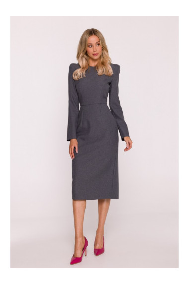 S412 Pencil dress with decorative shoulders - grey