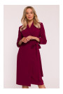 S415 Shirt dress tied at the waist - maroon