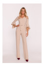S416 Jumpsuit with ruffled sleeves - beige