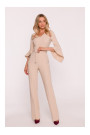 S416 Jumpsuit with ruffled sleeves - beige