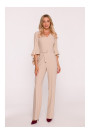 S416 Jumpsuit with ruffled sleeves - beige