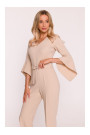 S416 Jumpsuit with ruffled sleeves - beige