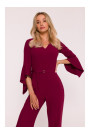 S416 Jumpsuit with ruffled sleeves - maroon