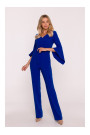 S416 Jumpsuit with ruffled sleeves - royal blue