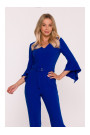 S416 Jumpsuit with ruffled sleeves - royal blue