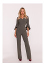 S416 Jumpsuit with ruffled sleeves - khaki