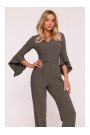 S416 Jumpsuit with ruffled sleeves - khaki
