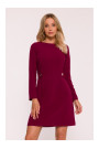 S419 Dress with decorative buttons at the waist - maroon