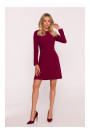 S419 Dress with decorative buttons at the waist - maroon