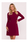 S419 Dress with decorative buttons at the waist - maroon