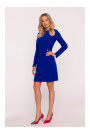 S419 Dress with decorative buttons at the waist - royal blue