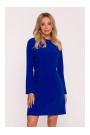 S419 Dress with decorative buttons at the waist - royal blue
