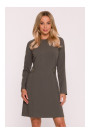 S419 Dress with decorative buttons at the waist - khaki