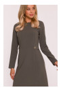 S419 Dress with decorative buttons at the waist - khaki
