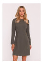 S419 Dress with decorative buttons at the waist - khaki
