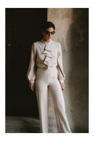 S420 Jumpsuit with a ruffle - beige
