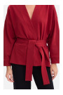 B297 Collarless knit open front blazer - maroon