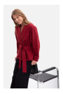 B297 Collarless knit open front blazer - maroon