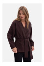 B297 Collarless knit open front blazer - dark chocolate