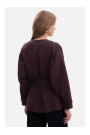 B297 Collarless knit open front blazer - dark chocolate