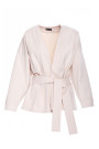 B297 Collarless knit open front blazer - sand